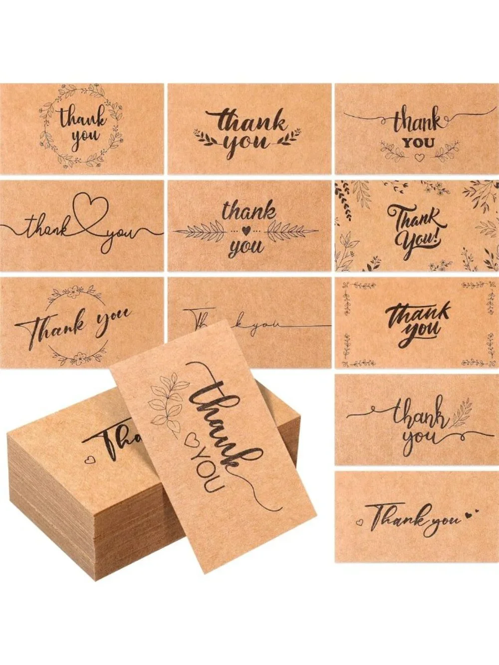 1200 Mini Thank You Cards for Small Business - Bulk Customer Package Inserts